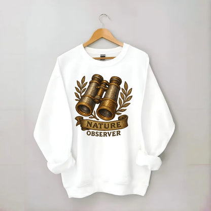 Binoculars for birdwatching - nature observer - Crewneck Sweatshirt - white