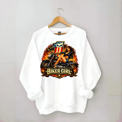 Vintage Biker Pin Up - Crewneck Sweatshirt - white
