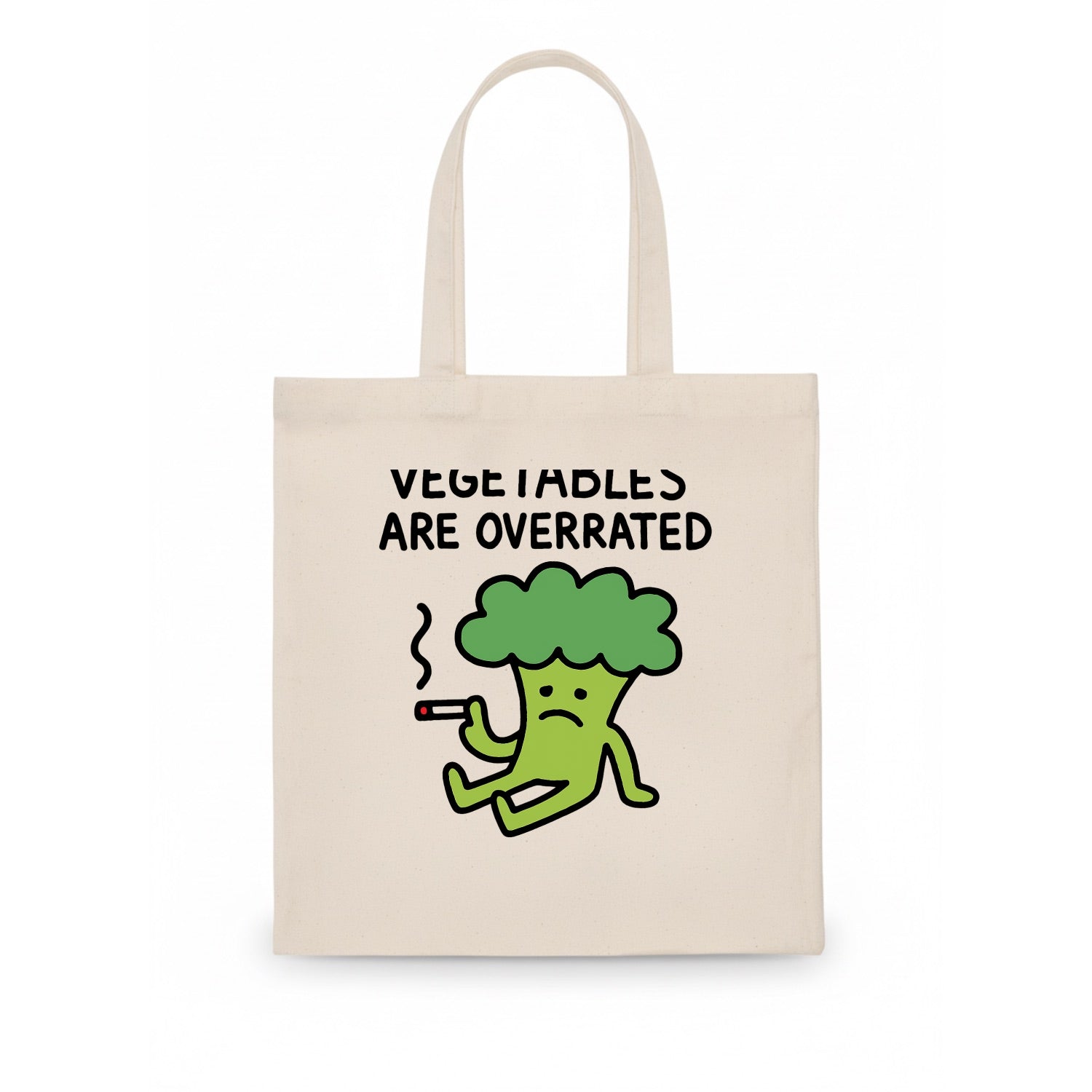 VEGETABLES ARE OVERRATED | Rebellious broccoli smoking - Tote Bag - white