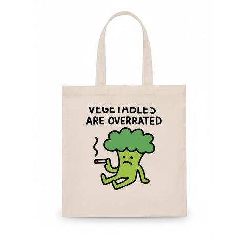 VEGETABLES ARE OVERRATED | Rebellious broccoli smoking - Tote Bag