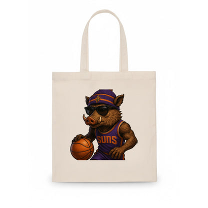 Phoenix Javelina wearing Suns beanie with cactus patch and wayfarer sunglasses - Tote Bag - white