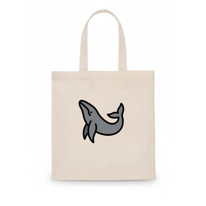 Humpback Whale - Gray breaching pose flat side profile - Tote Bag - white
