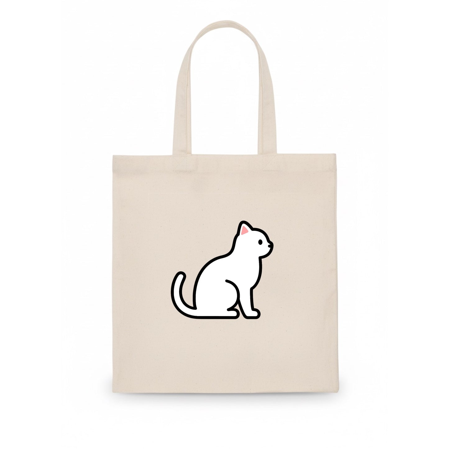 Domestic Shorthair - White classic flat side profile - Tote Bag - white