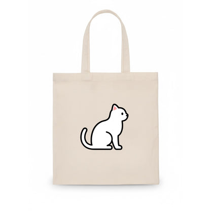 Domestic Shorthair - White classic flat side profile - Tote Bag - white