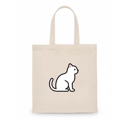 Domestic Shorthair - White classic flat side profile - Tote Bag - white