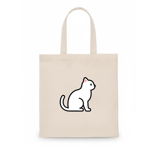 Domestic Shorthair - White classic flat side profile - Tote Bag