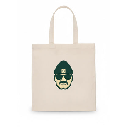 East Lansing Spartan wearing Michigan State beanie with S patch - Tote Bag - white