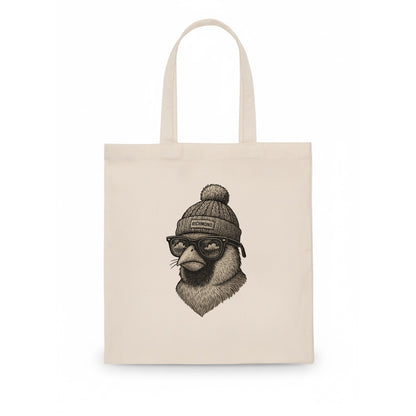 Virginia Cardinal wearing Richmond beanie with pom pom and wayfarer sunglasses - Tote Bag - white