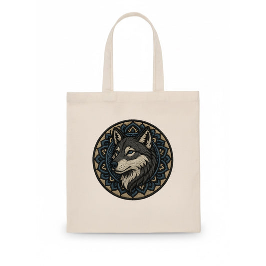 Mandala Wolf Pattern  - Tote Bag - white