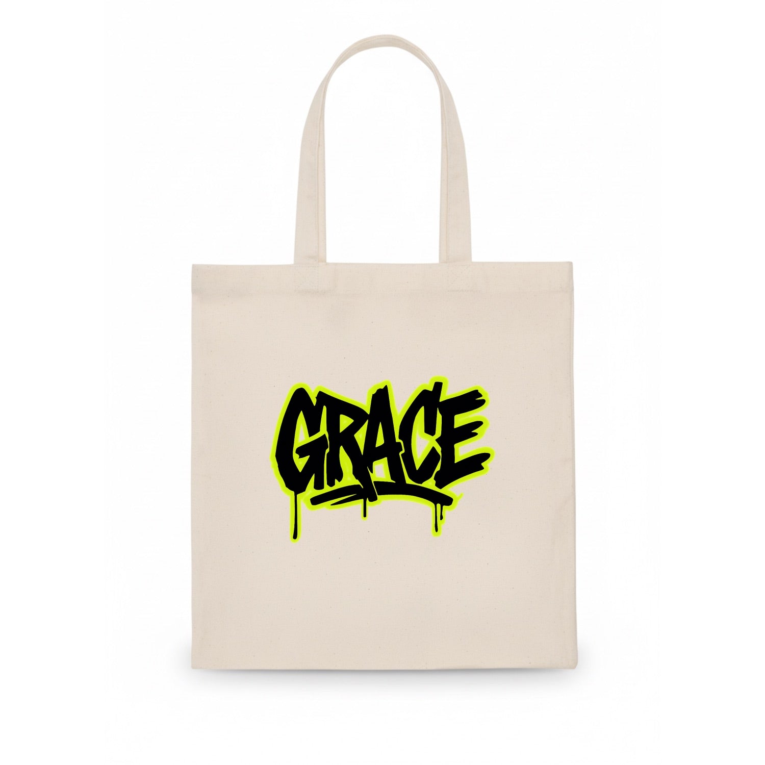 Bold typography design - "GRACE" - elegance under pressure, divine favor - Tote Bag - white