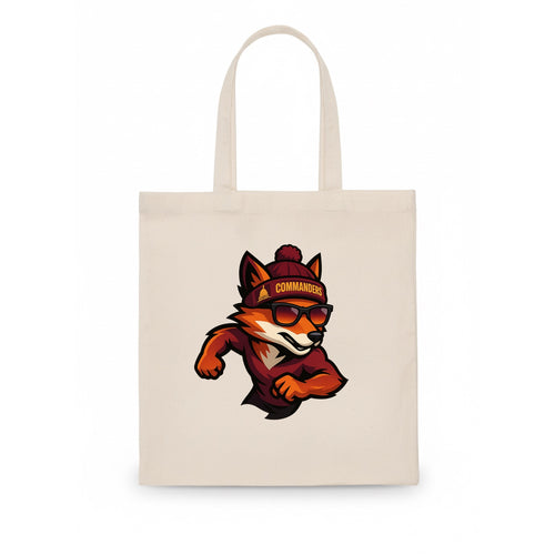 Washington Fox wearing Commanders beanie with Capitol patch and wayfarer sunglasses - Tote Bag