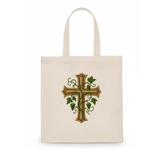 Vine Cross  - Tote Bag - white