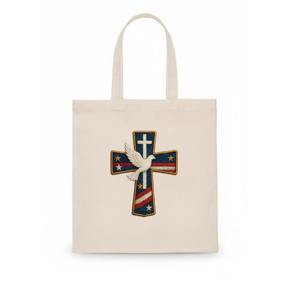 Dove and Cross  - Tote Bag - white