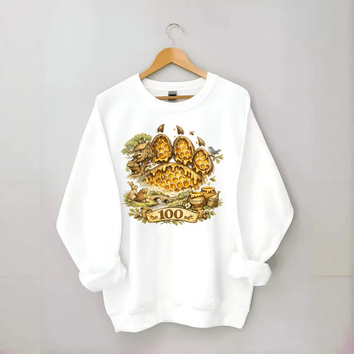 HONEY PAW | Bear paw print filled with honeycomb | Sticky evidence | Forest - Crewneck Sweatshirt