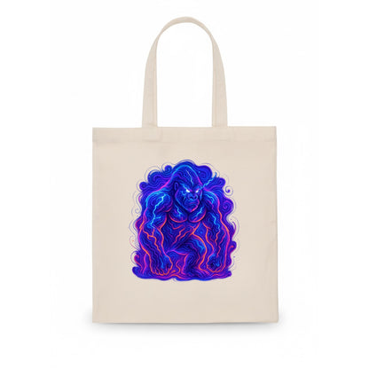 Mighty gorilla with electricity flowing through defined muscles, lightning bolt patterns - Tote Bag - white