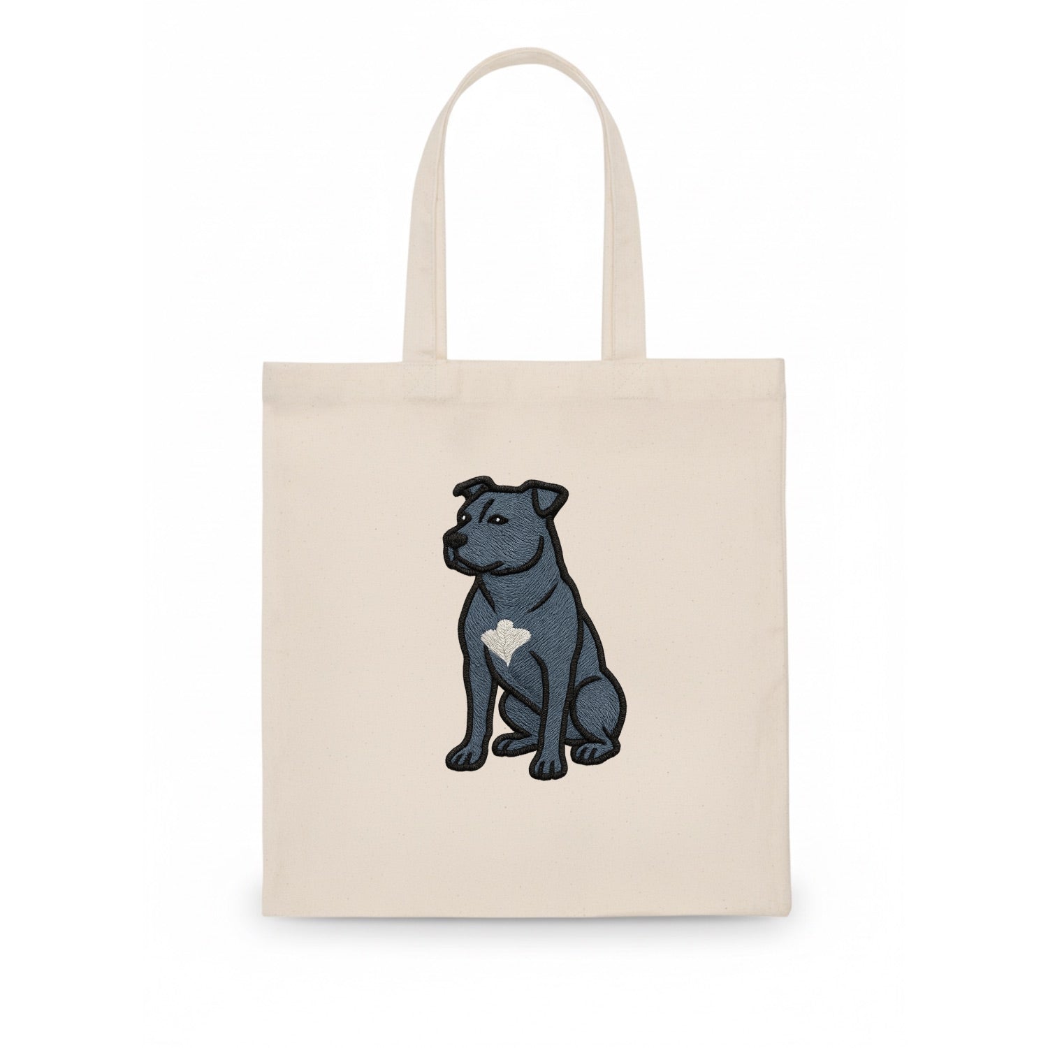 American Staffordshire Terrier - Blue embroidered design - Tote Bag - white