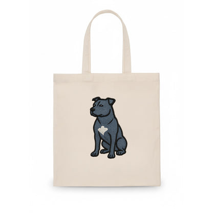 American Staffordshire Terrier - Blue embroidered design - Tote Bag - white
