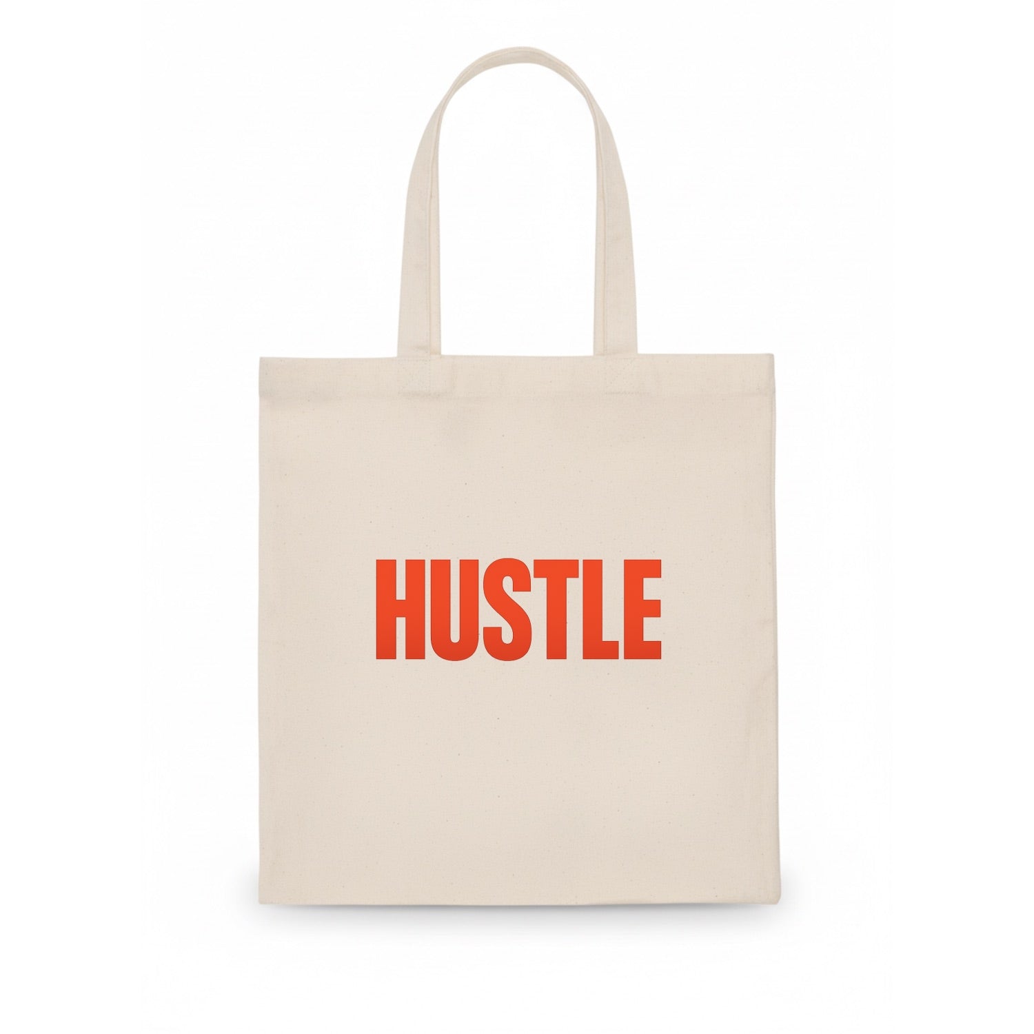 Bold typography design - "HUSTLE" - work hard, grind, chase dreams - Tote Bag - white
