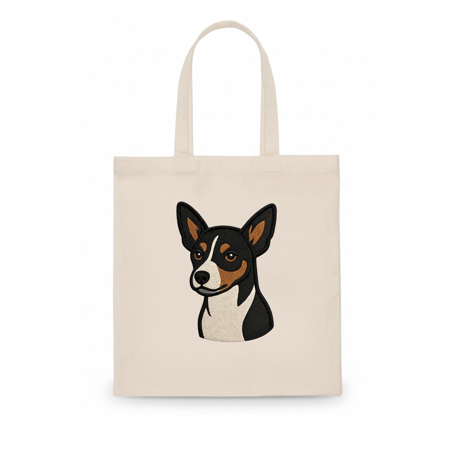Rat Terrier - Tri-color embroidered pose - Tote Bag - white