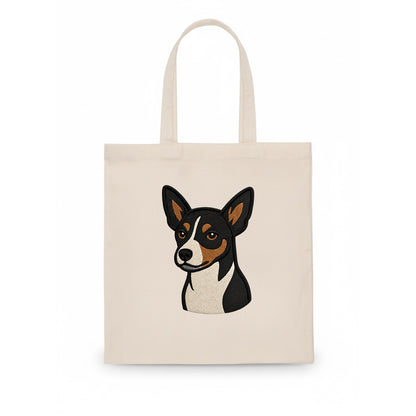 Rat Terrier - Tri-color embroidered pose - Tote Bag - white