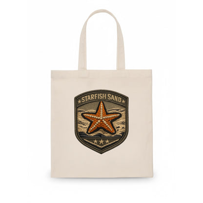 STARFISH SAND - sea star in orange and tan , beachcomber - Tote Bag - white