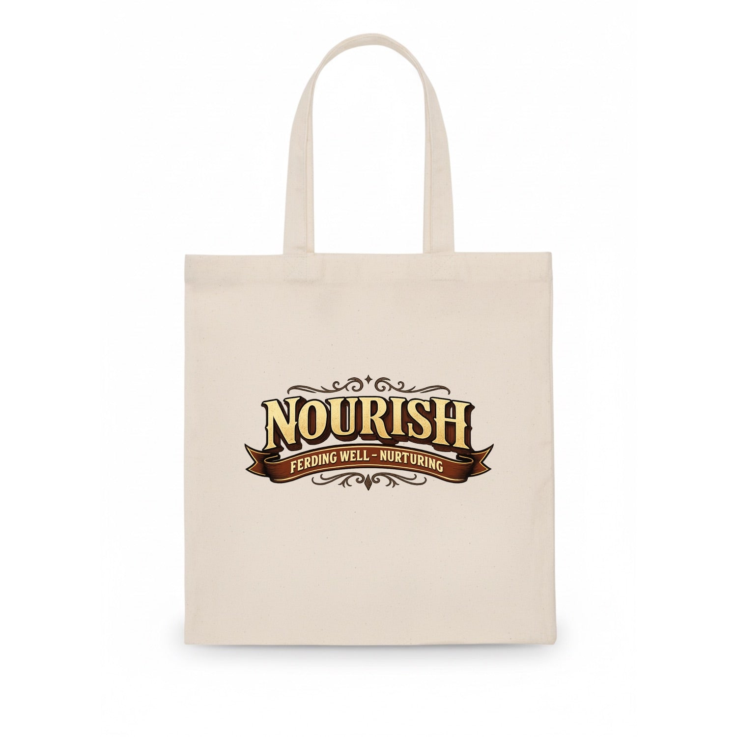 Bold typography design - "NOURISH" - feeding well, nurturing - Tote Bag - white
