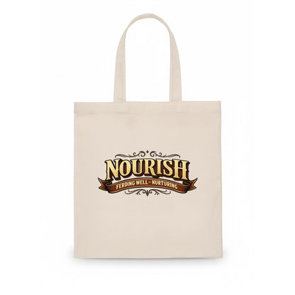 Bold typography design - "NOURISH" - feeding well, nurturing - Tote Bag - white