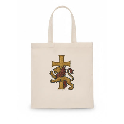 Lion and Cross  - Tote Bag - white