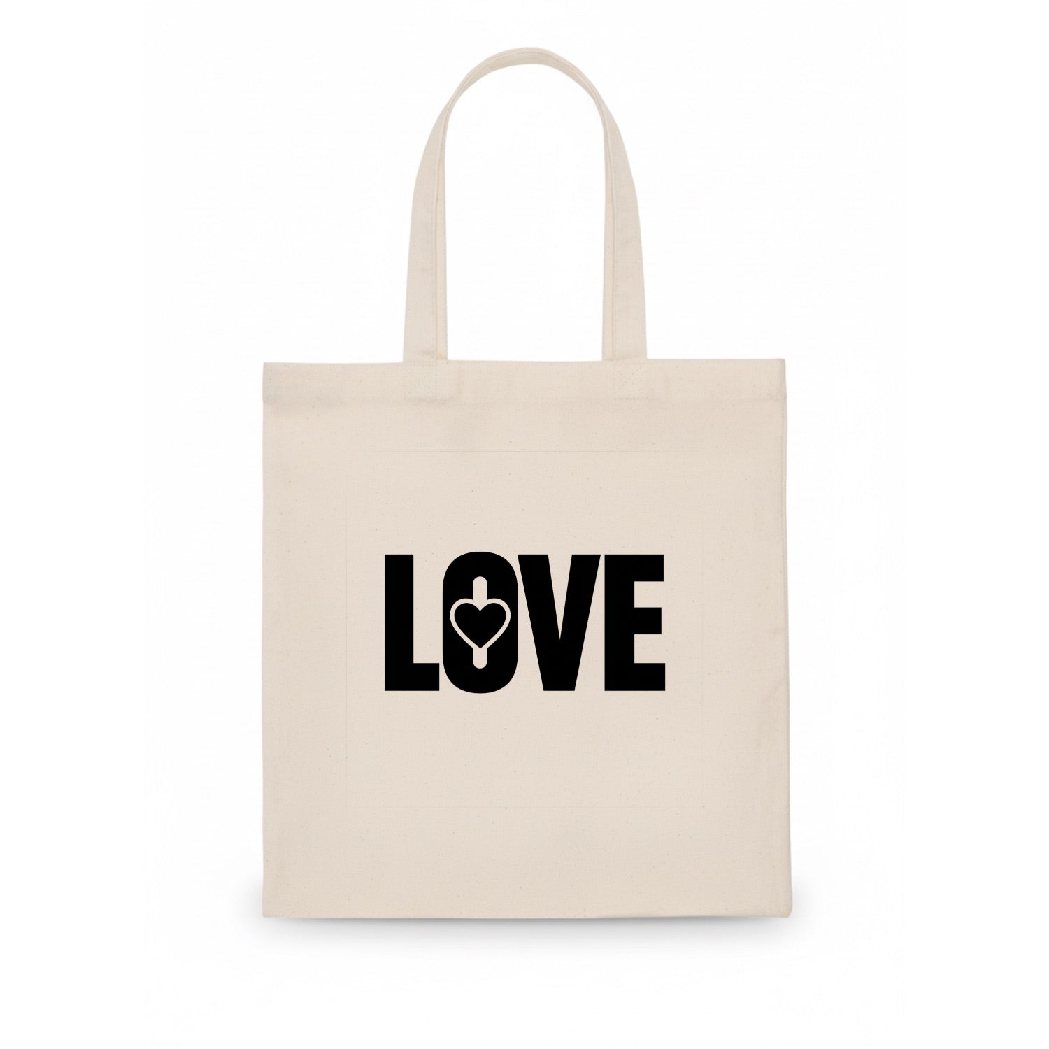 Bold typography design - "LOVE" - universal connection, heart centered - Tote Bag - white