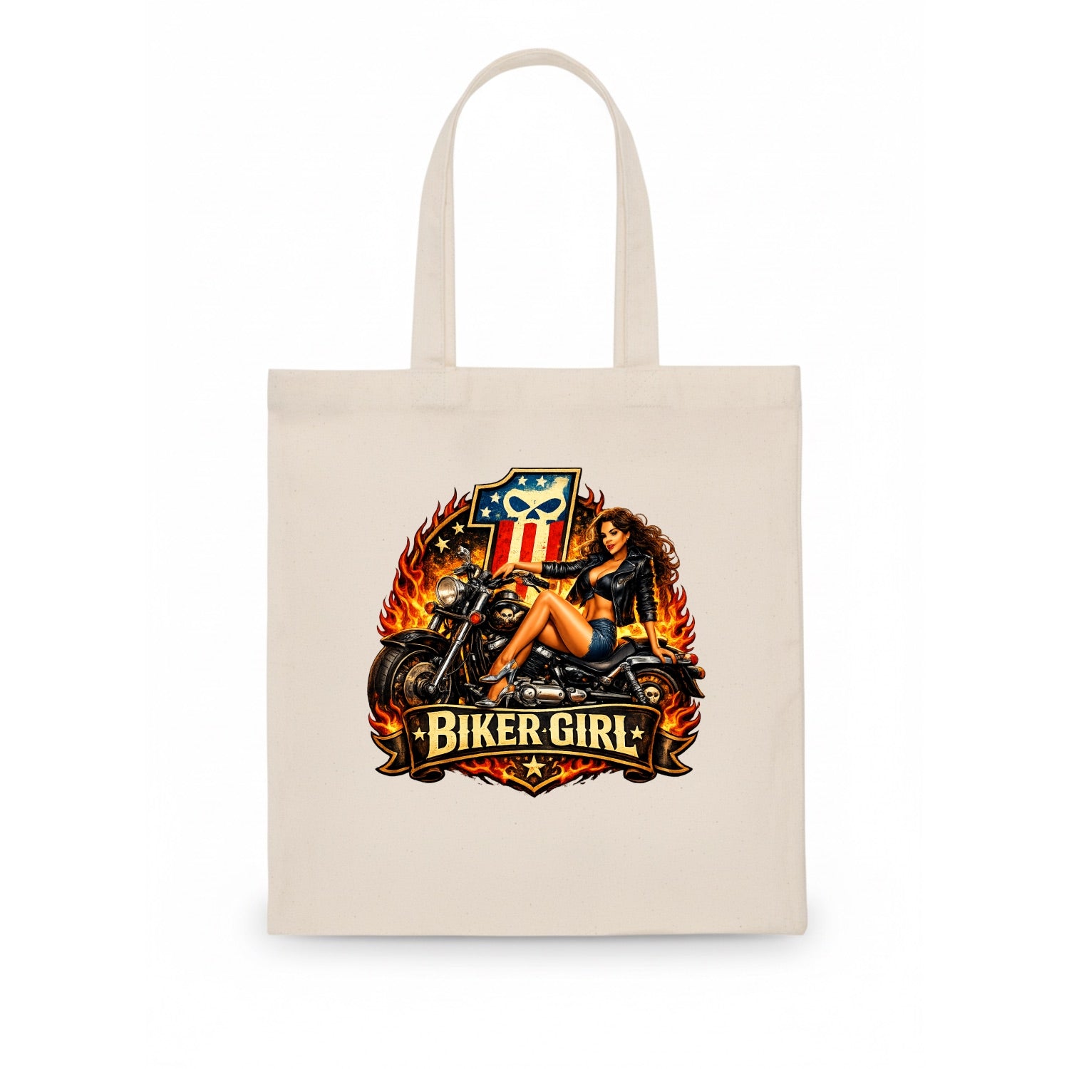 Vintage Biker Pin Up - Tote Bag - white