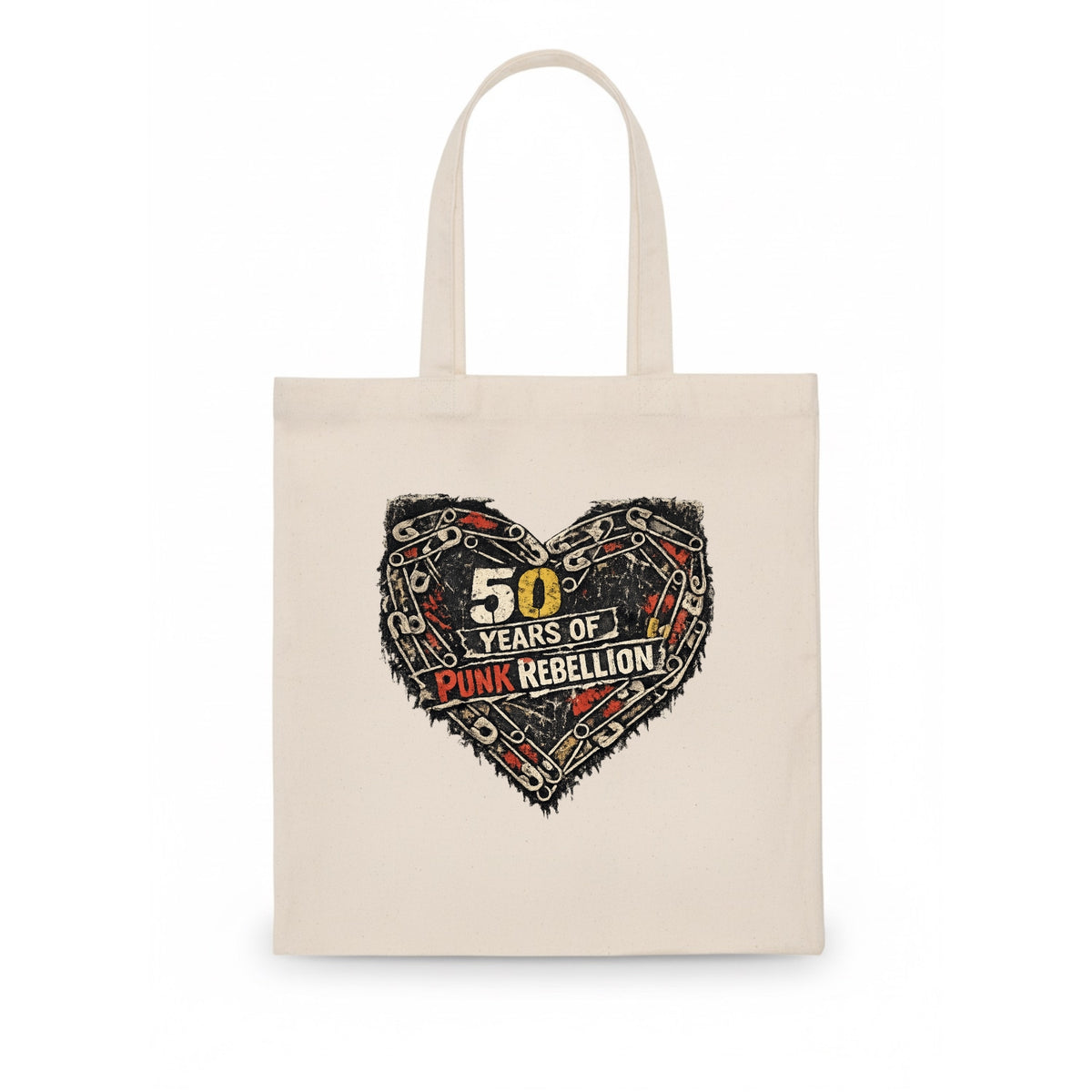 SAFETY PIN LOVE | Heart made of safety pins | Punk romance | DIY jewelry | Holding it - Tote Bag - white