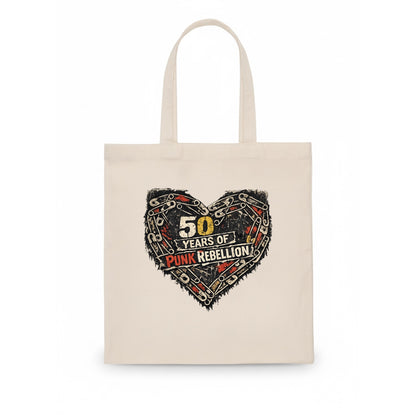 SAFETY PIN LOVE | Heart made of safety pins | Punk romance | DIY jewelry | Holding it - Tote Bag - white