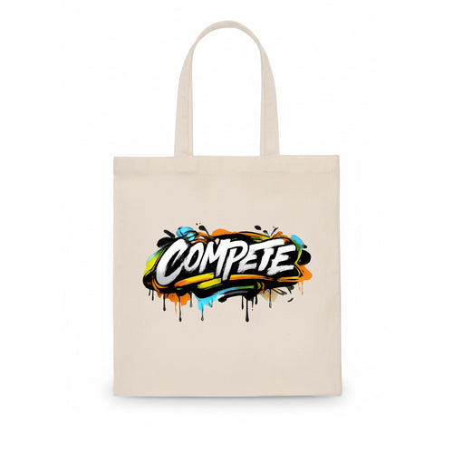 Bold typography design - COMPETE - competitive spirit, love the game - Tote Bag