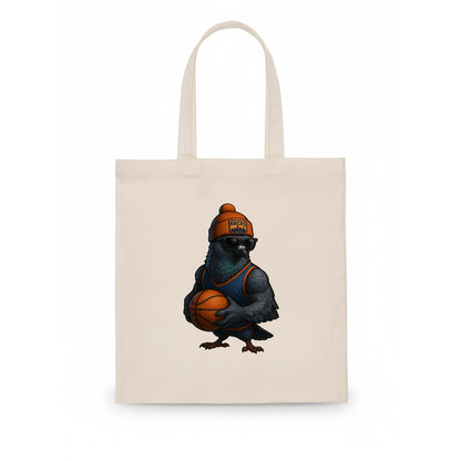 Manhattan Pigeon wearing Knicks beanie with skyline patch and wayfarer sunglasses - Tote Bag - white
