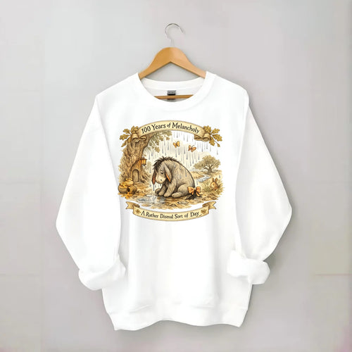 GLOOMY GLEN | Droopy figure in rain | Tattered tail bow | Pessimistic poetry - Crewneck Sweatshirt