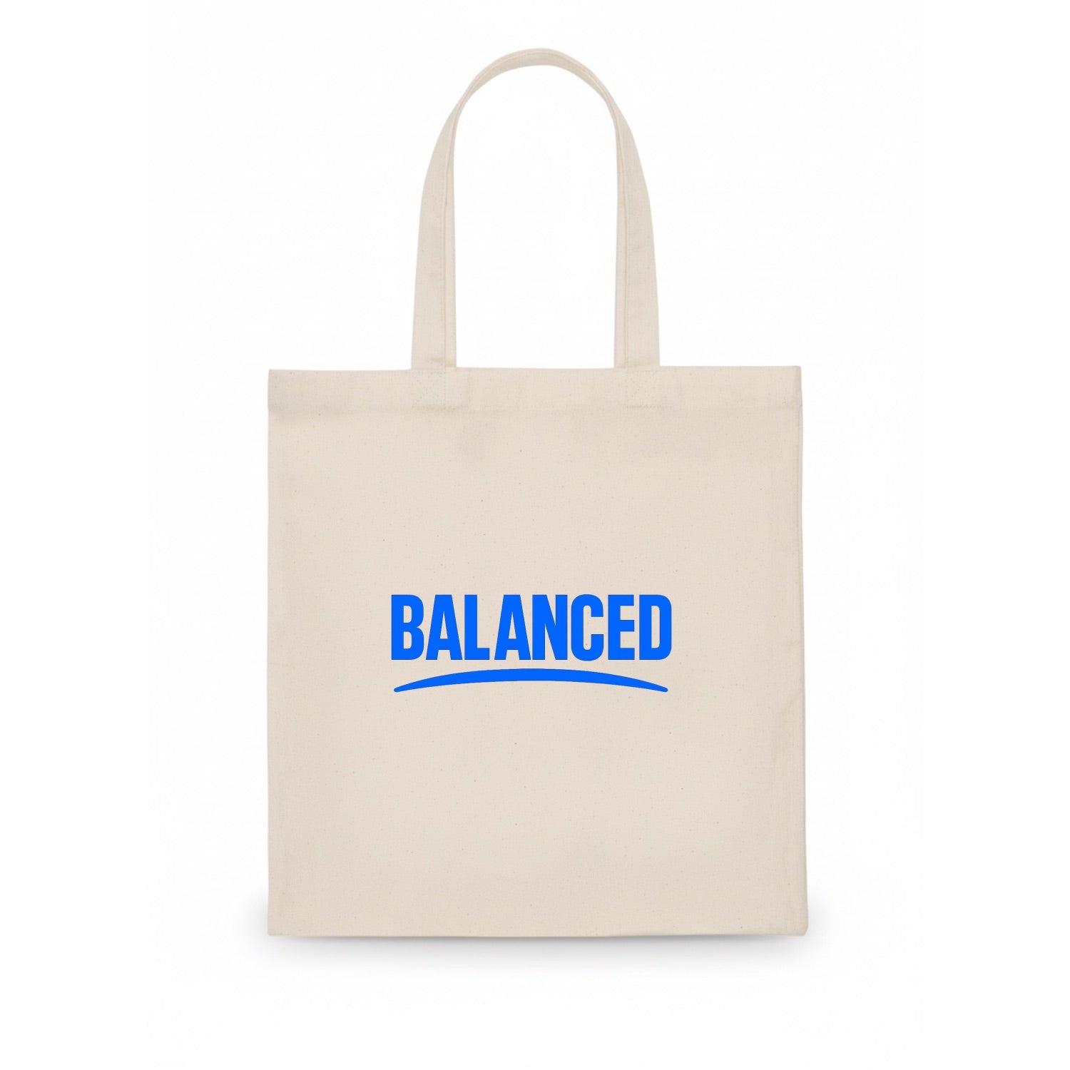 Bold typography design - "BALANCED" - harmony, equilibrium, centered life - Tote Bag - white