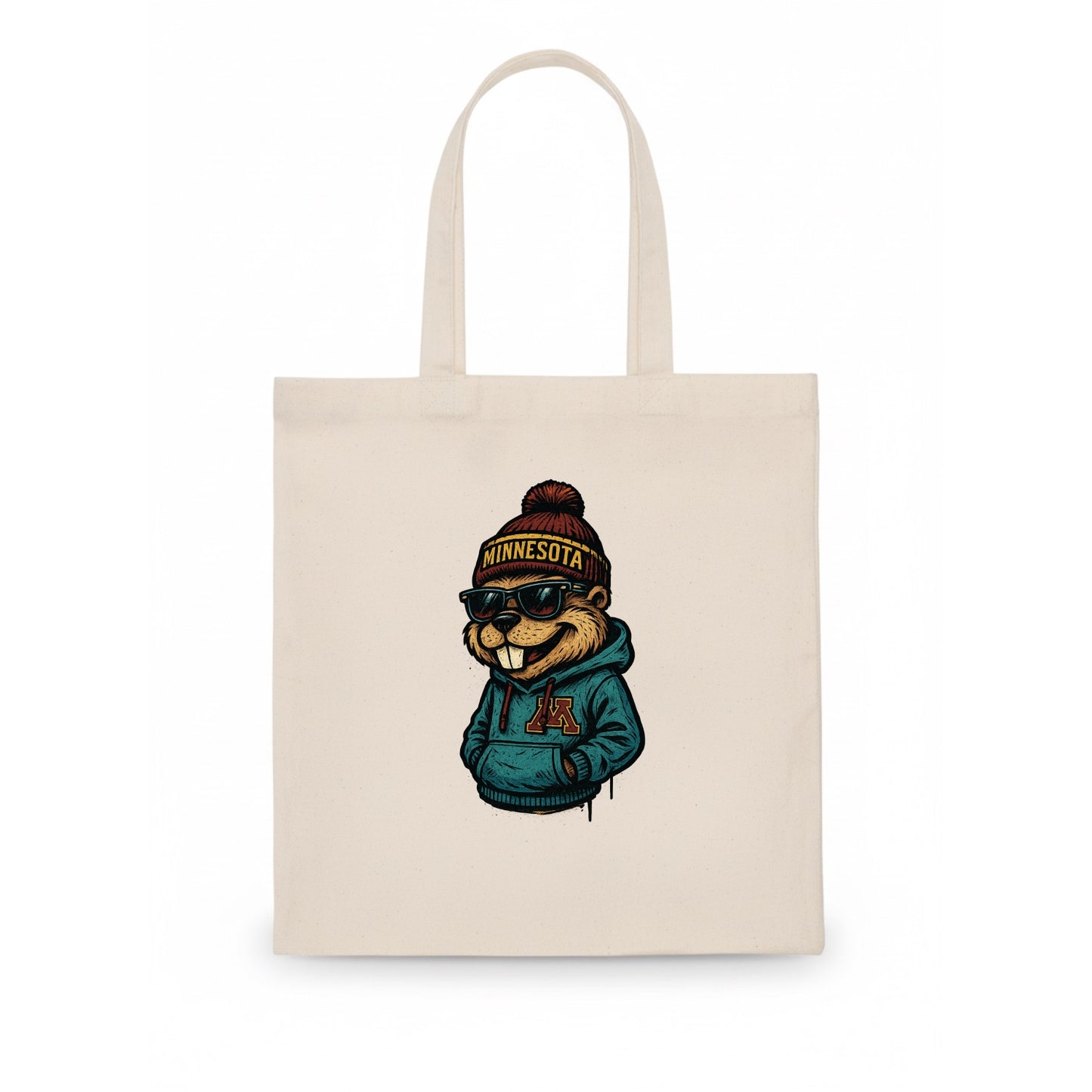 Minneapolis Gopher wearing Minnesota beanie with M patch - Tote Bag - white