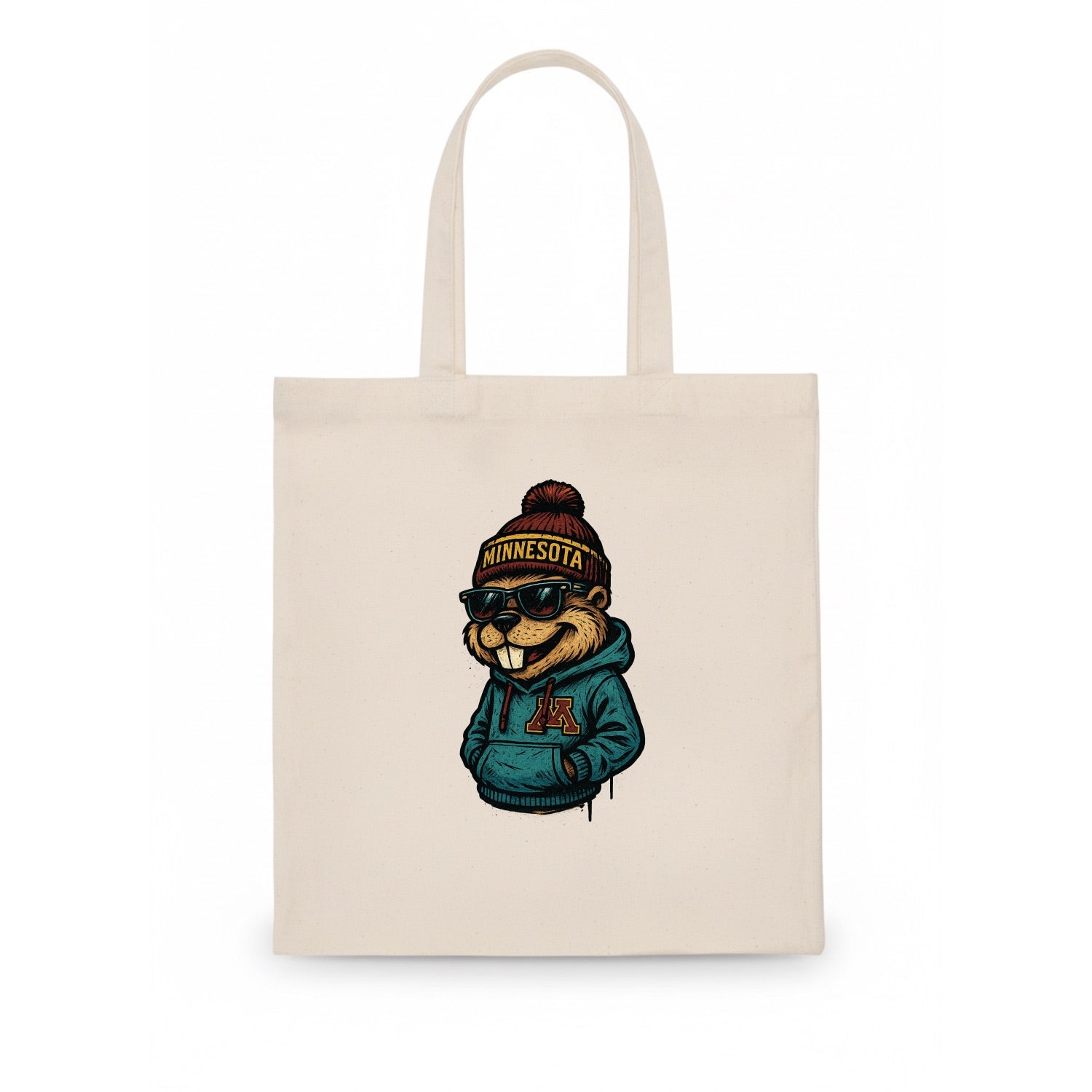 Minneapolis Gopher wearing Minnesota beanie with M patch - Tote Bag - white