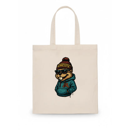 Minneapolis Gopher wearing Minnesota beanie with M patch - Tote Bag - white