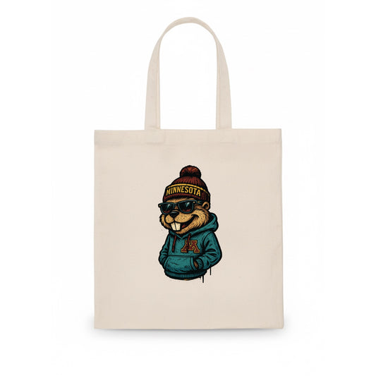 Minneapolis Gopher wearing Minnesota beanie with M patch - Tote Bag - white