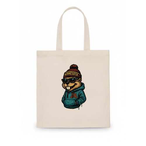 Minneapolis Gopher wearing Minnesota beanie with M patch - Tote Bag
