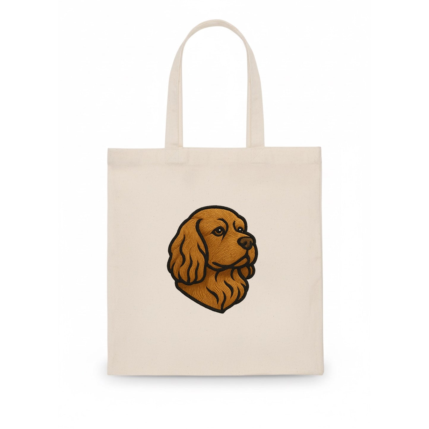 Sussex Spaniel - Golden liver embroidered low-set design - Tote Bag - white