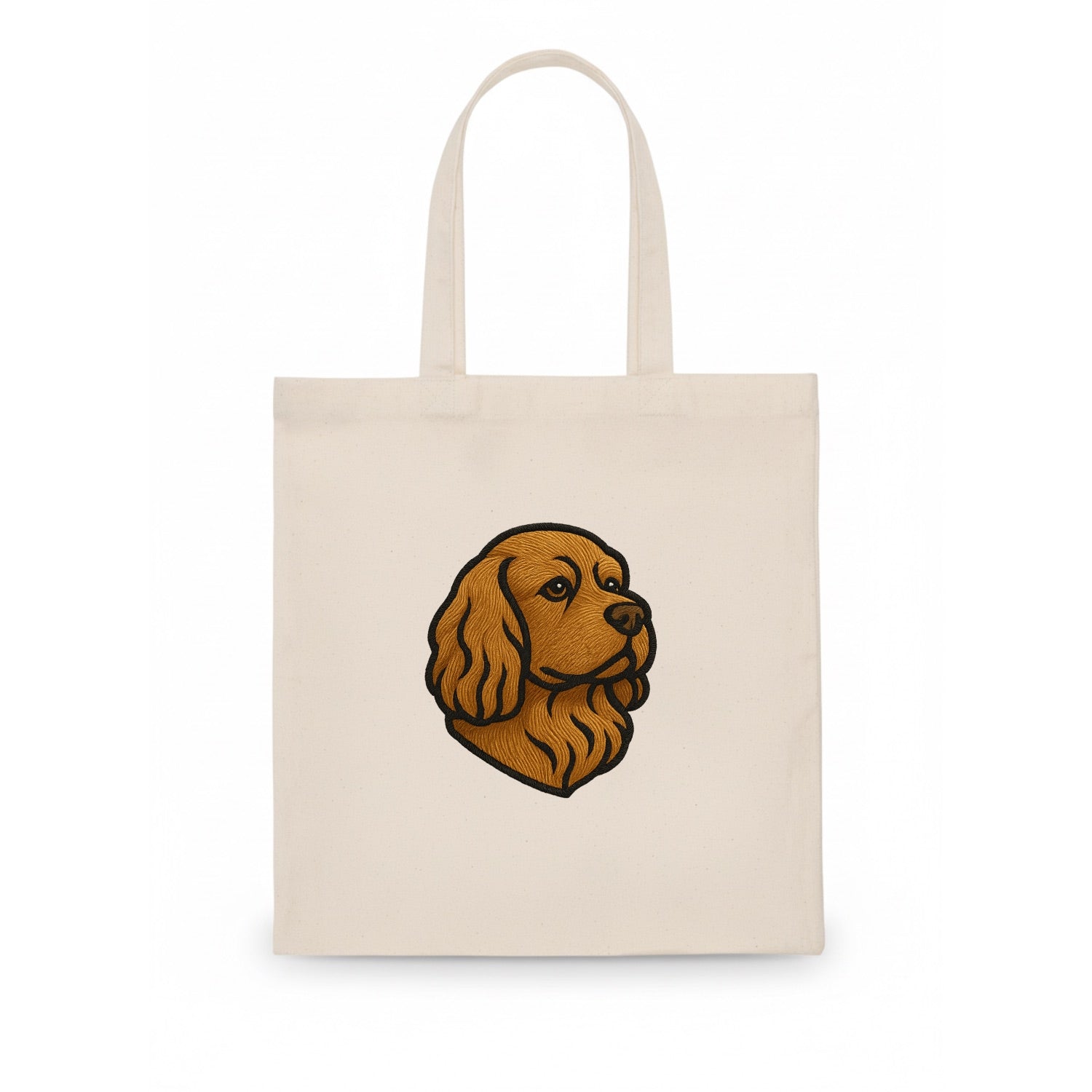 Sussex Spaniel - Golden liver embroidered low-set design - Tote Bag - white