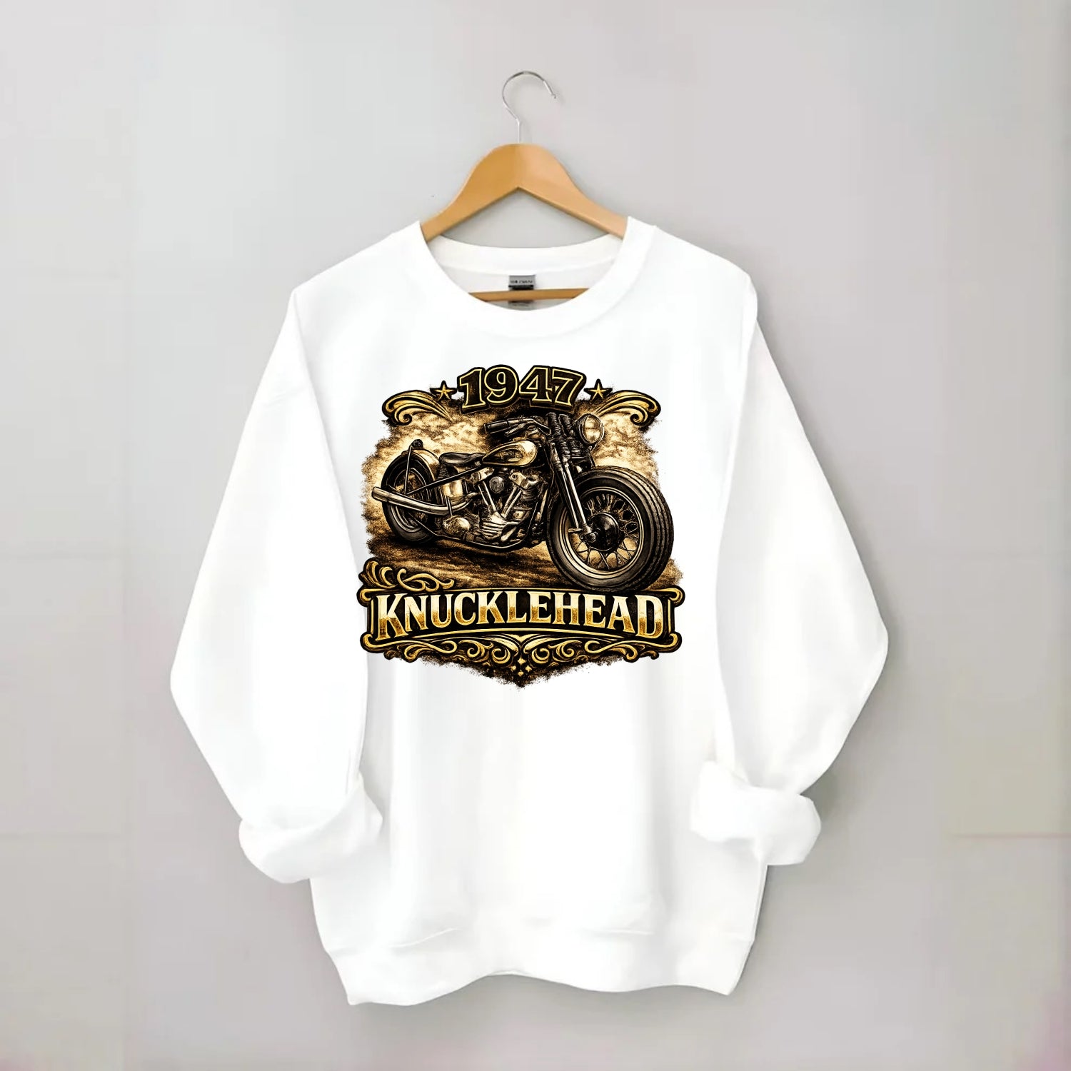 1947 Knucklehead Bobber - Crewneck Sweatshirt - white