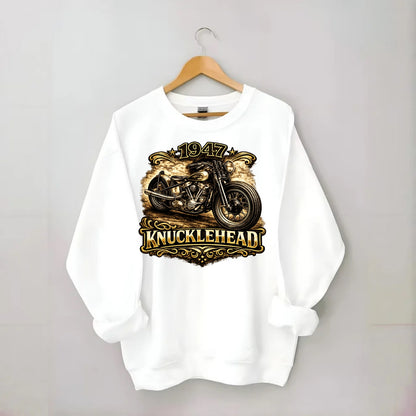 1947 Knucklehead Bobber - Crewneck Sweatshirt - white