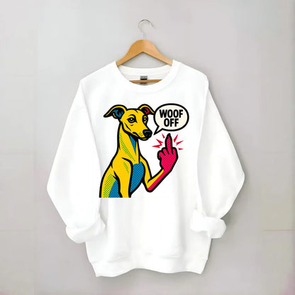 Whippet sleek athletic greyhound-like, elegant long paw giving sass - Crewneck Sweatshirt - white