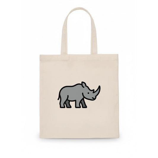Rhinoceros - Gray with horn flat side profile - Tote Bag - white