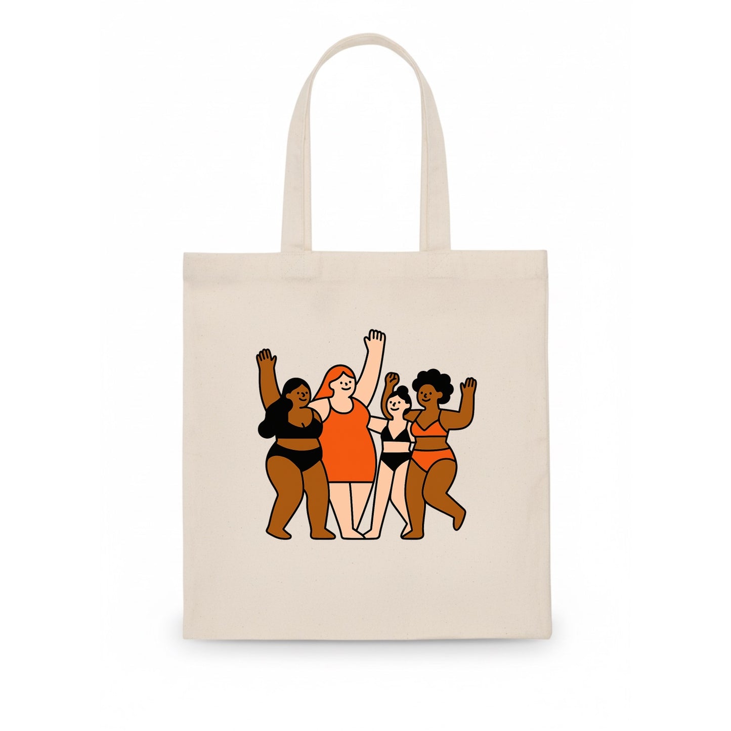 Diverse body types celebrating together - body positivity movement, all bodies are good - Tote Bag - white