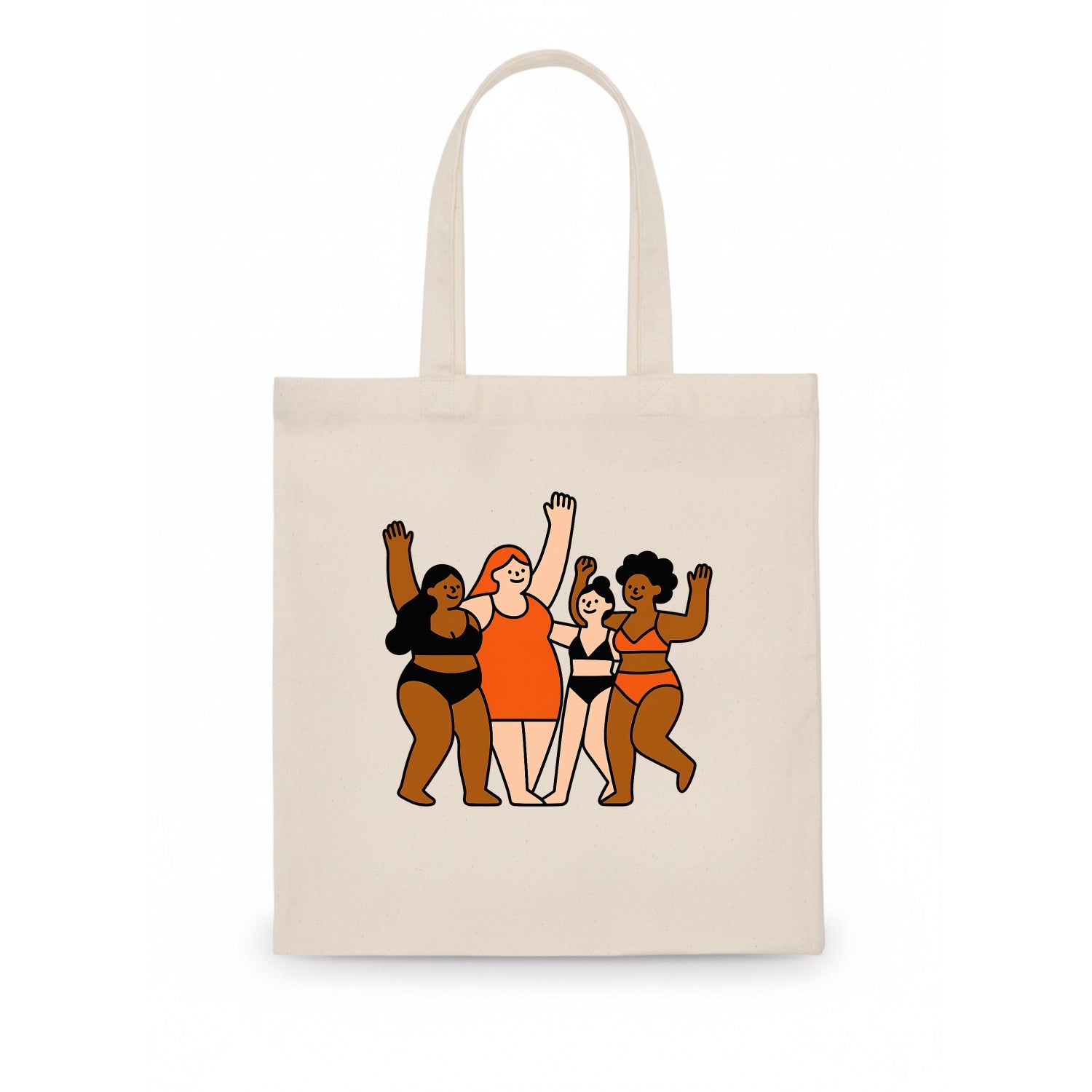 Diverse body types celebrating together - body positivity movement, all bodies are good - Tote Bag - white