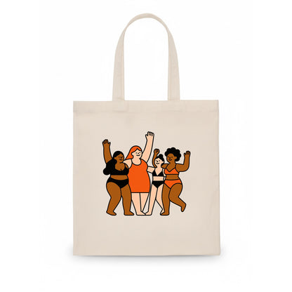 Diverse body types celebrating together - body positivity movement, all bodies are good - Tote Bag - white